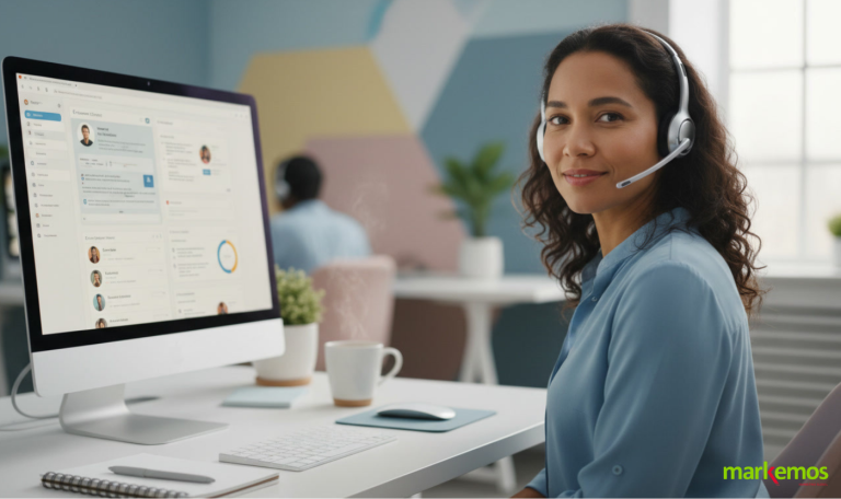 Agentes profesionales trabajando en un contact center en Córdoba con atención telefónica y soporte operativo.